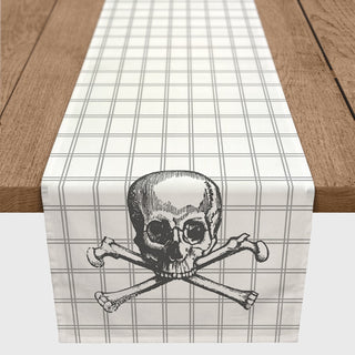 Skull Windowpane Check 16x72 Cotton Twill Runner