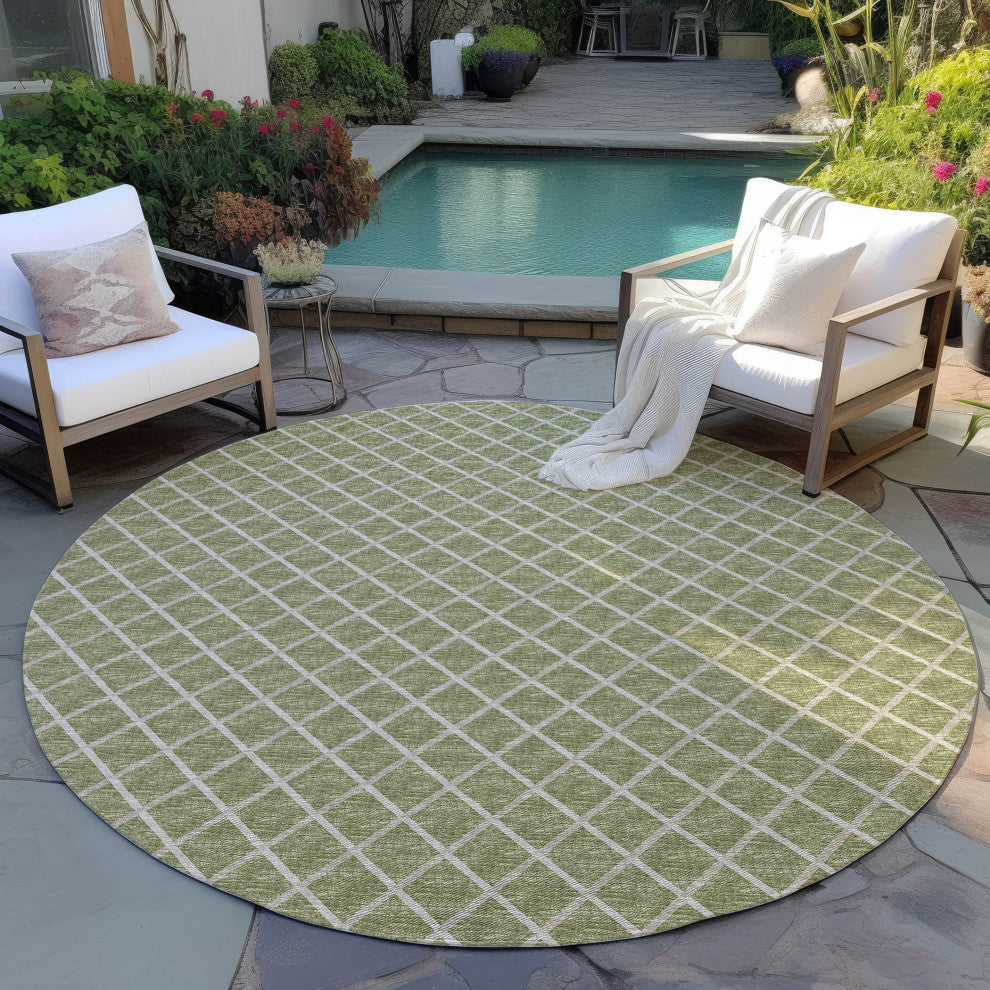 Indoor/Outdoor York YO1 Aloe Machine Washable 8' x 8' Rug