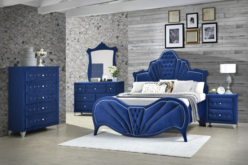 Dante Bed, Blue Velvet, Eastern King