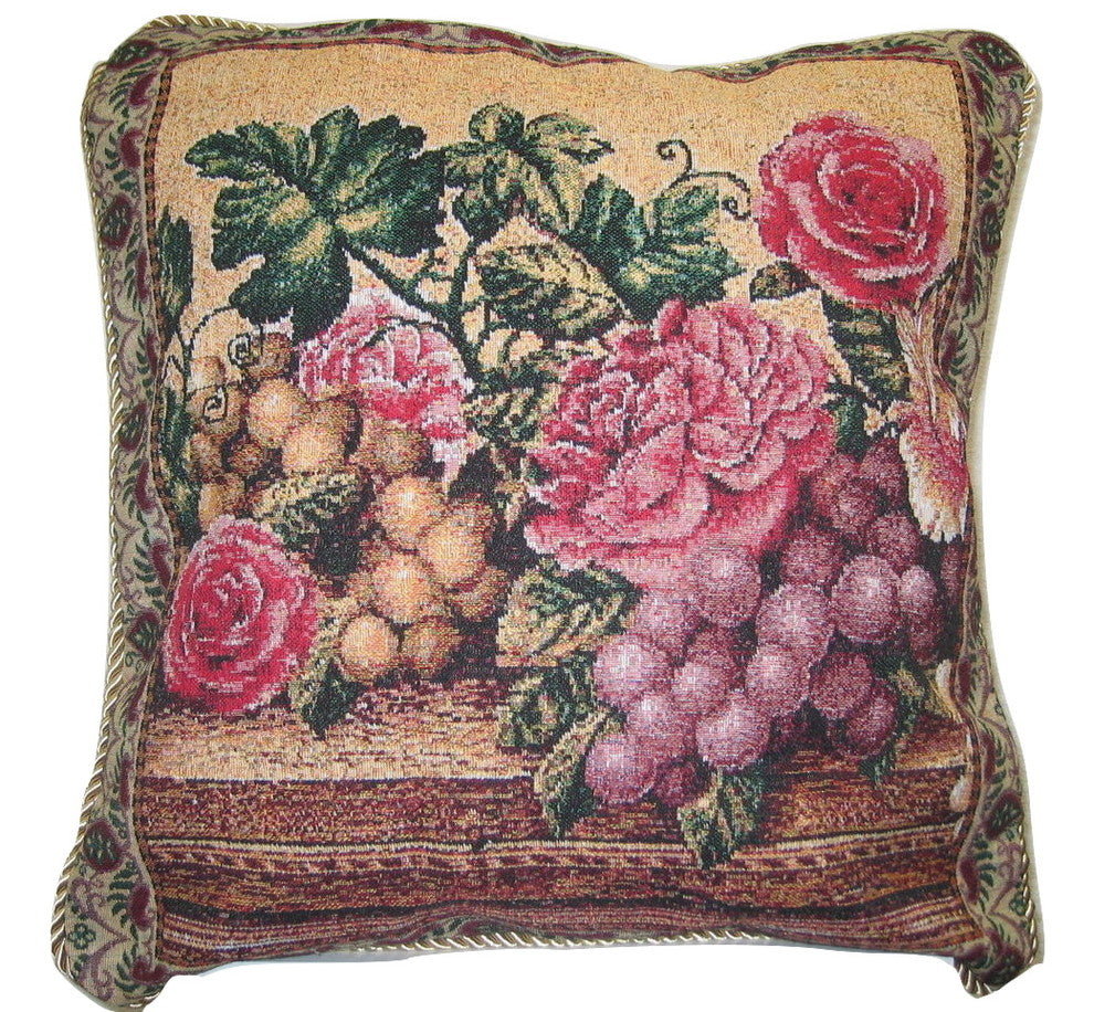 Parisian Fruit 'n' Floral Pillow Cover, Taupe