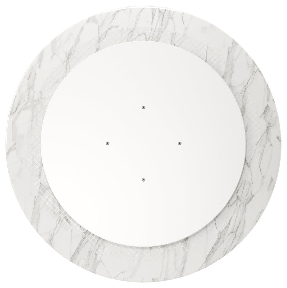 Rose 40" Round Marble Dining Table, Gold Base