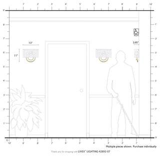 Stratton 2 Light Bronze ADA Sconce with Hand Crafted Off-White Fabric Shade