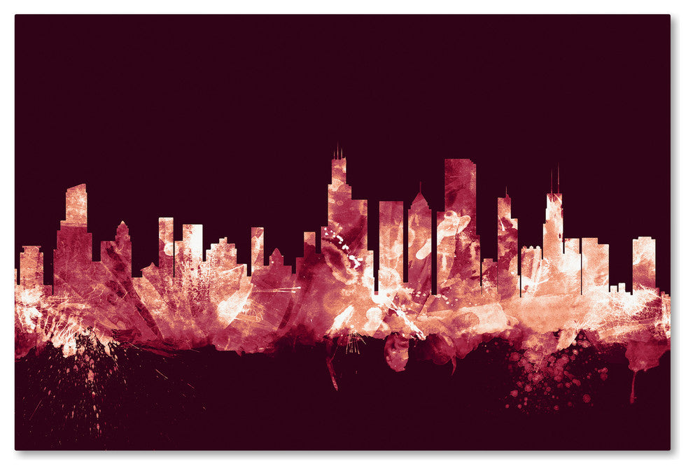 Michael Tompsett ''Chicago IL Skyline Maroon'' Canvas Art, 22x32