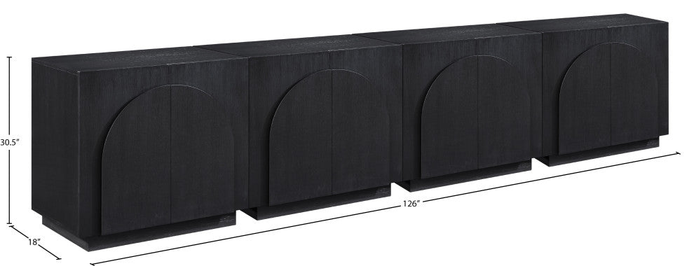 Navona Oak Veneer Sideboards / Buffet, Black, 4pc