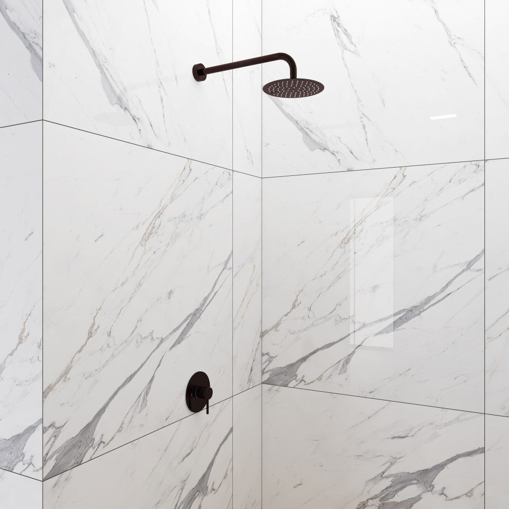 Wall Mount Shower Faucet With Rough-In Valve, Brown
