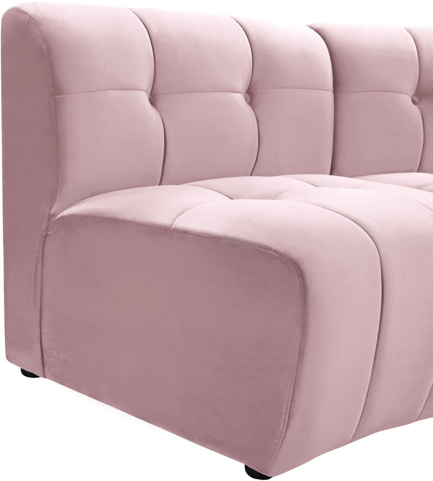 Limitless Velvet Upholstered 3-Piece Modular Sectional, Pink