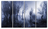 Creepy Landscape in Sepia Tones, Landscape Canvas Art Print, 48"x28", 4 Panels