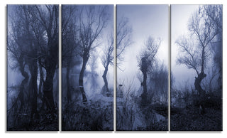 Creepy Landscape in Sepia Tones, Landscape Canvas Art Print, 48"x28", 4 Panels