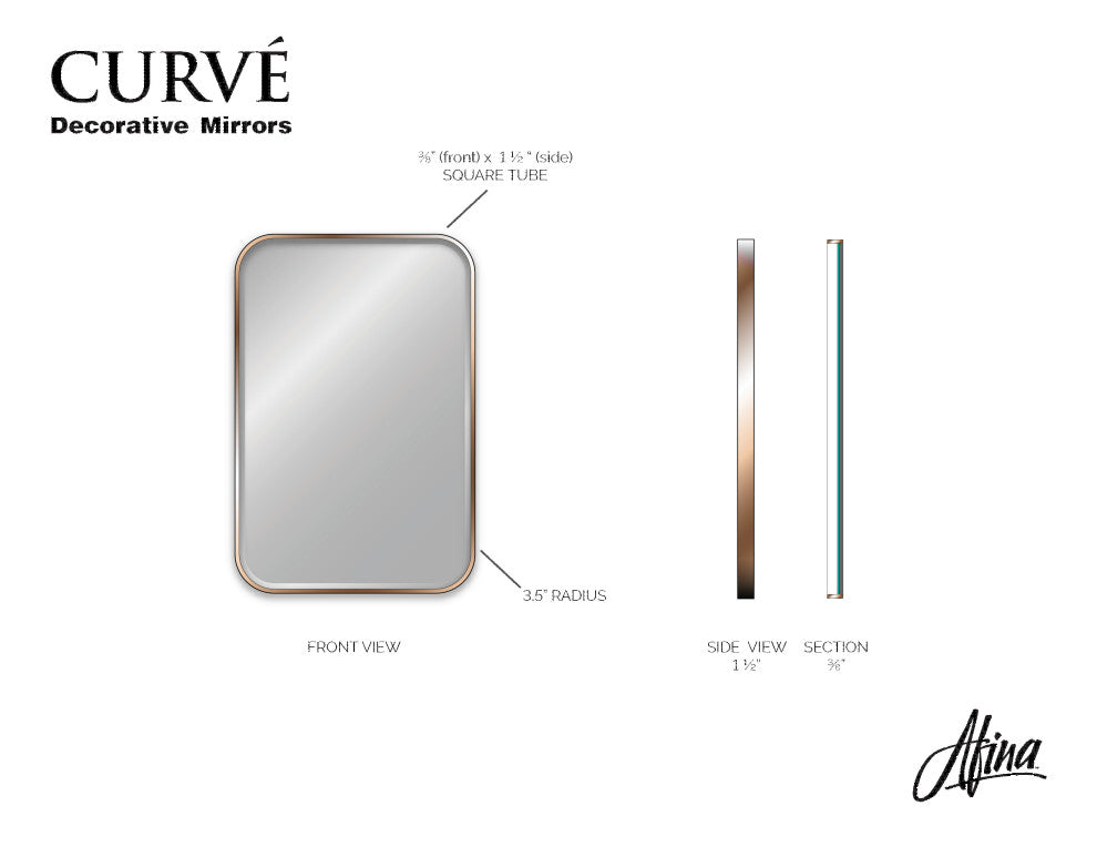 Curve Decorative Mirror, Brushed Chrome, 30"x36"