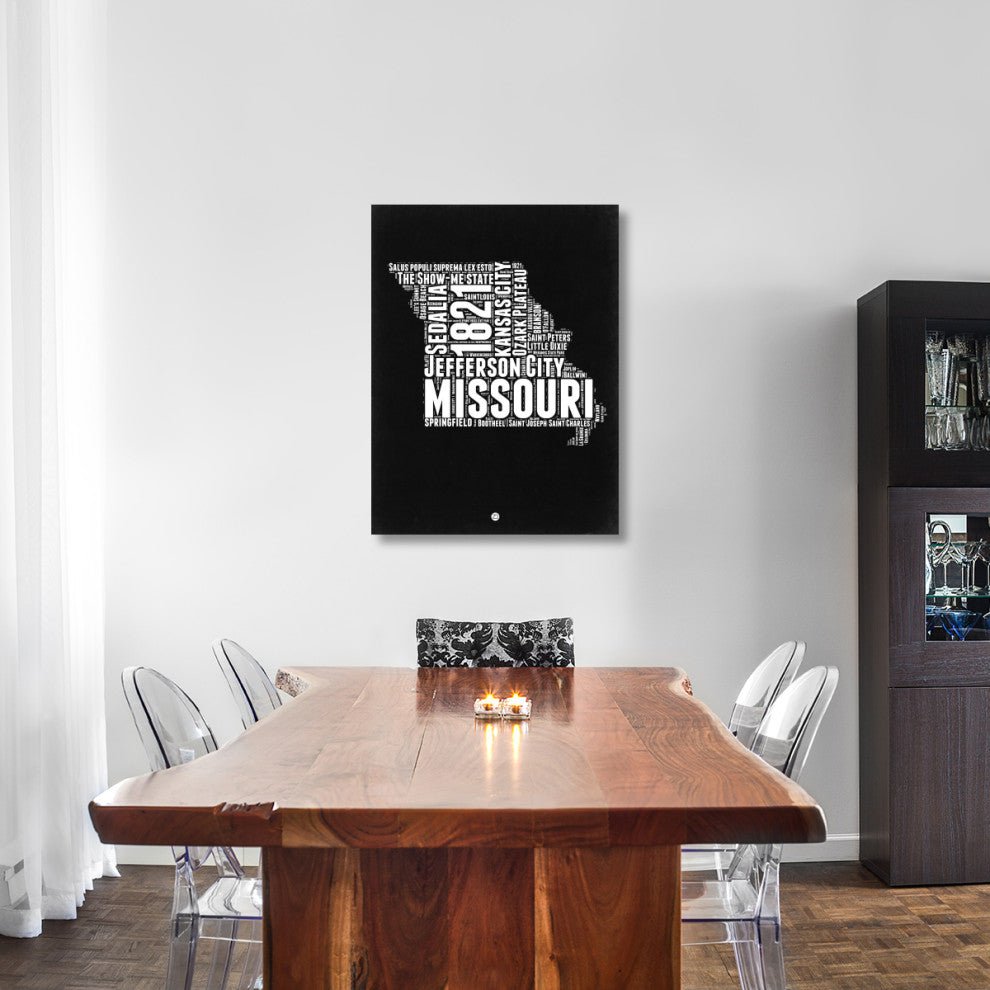 "Missouri Black and White Map" Fine Art Print