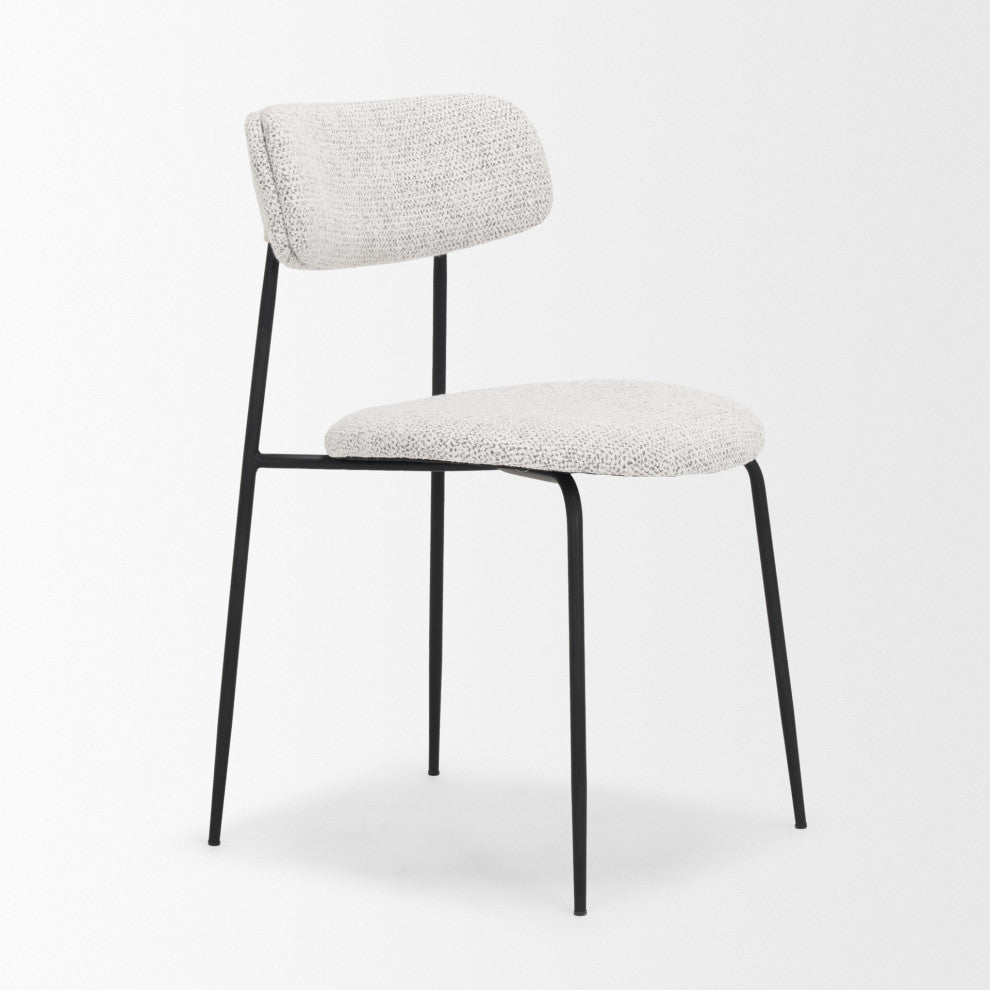 Casey Matte Black Metal With Gray Fabric Dining Chair, Set of 2