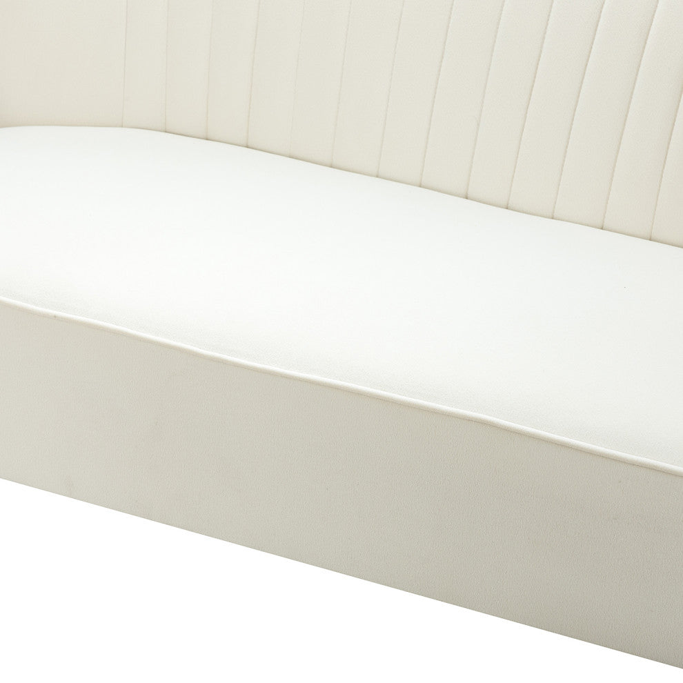Contemporary Tufted Back  Loveseat, Ivory