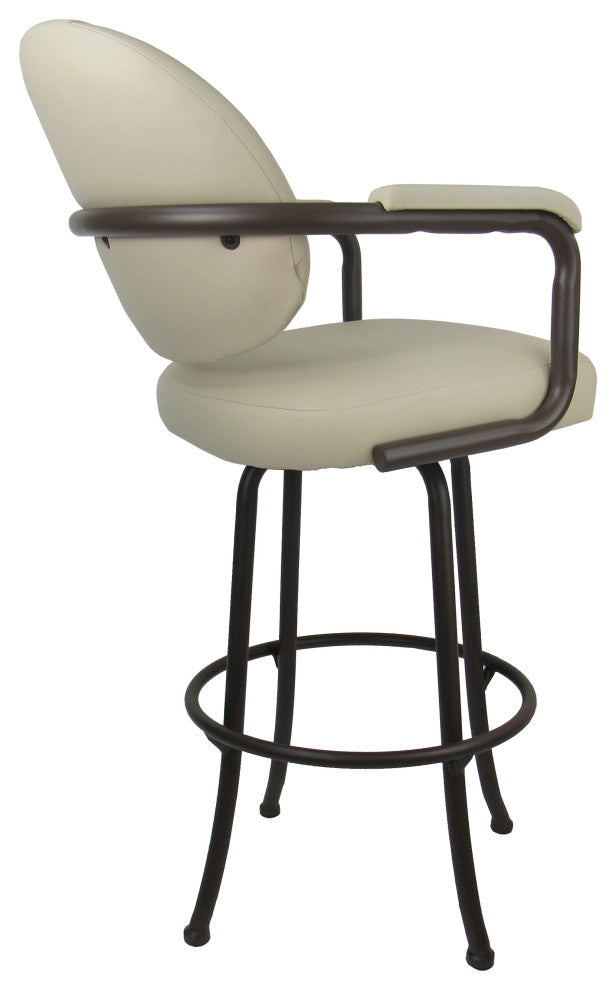 Swivel Counter Metal Pub Set - M-70 Stools 26" or 30", Ocean Beige - Brown, 26", Crackle Glass