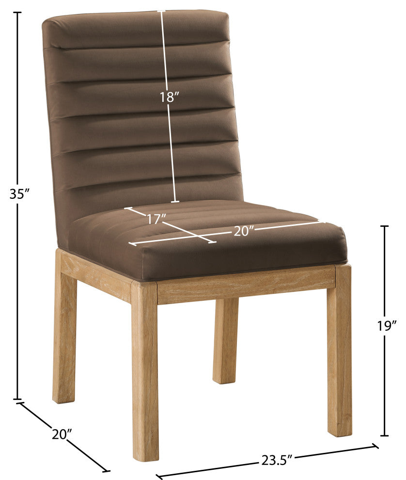Evelyn Upholstered Dining Chair, Brown, Velvet, Natural Finish