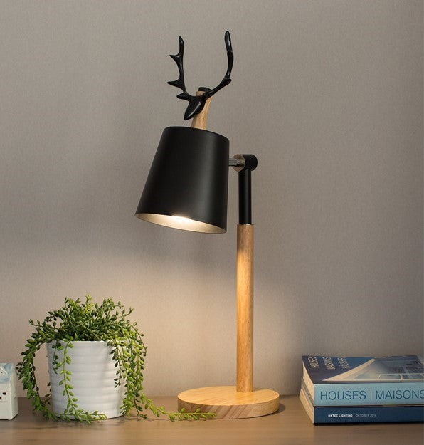 Lauterbrunnen | Nordic Style Table Torch with Deer Antlers, Black