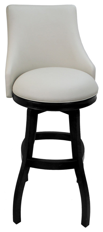 Swivel Bellissima Wood Stool, Ocean Beige Vinyl, Black, 34"