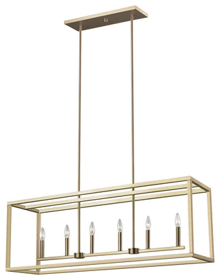 Moffet Street 6-Light Island Pendant, Satin Brass