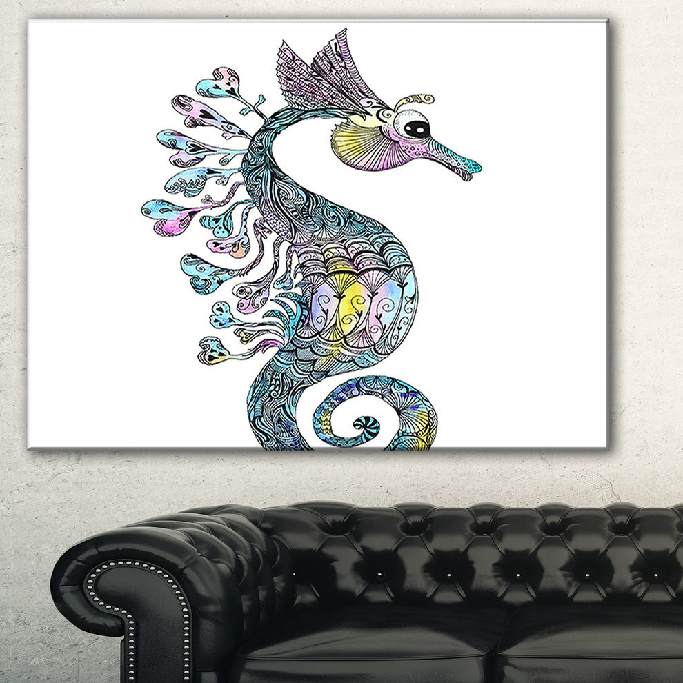 "Colorful Seahorse Watercolor" Canvas Print