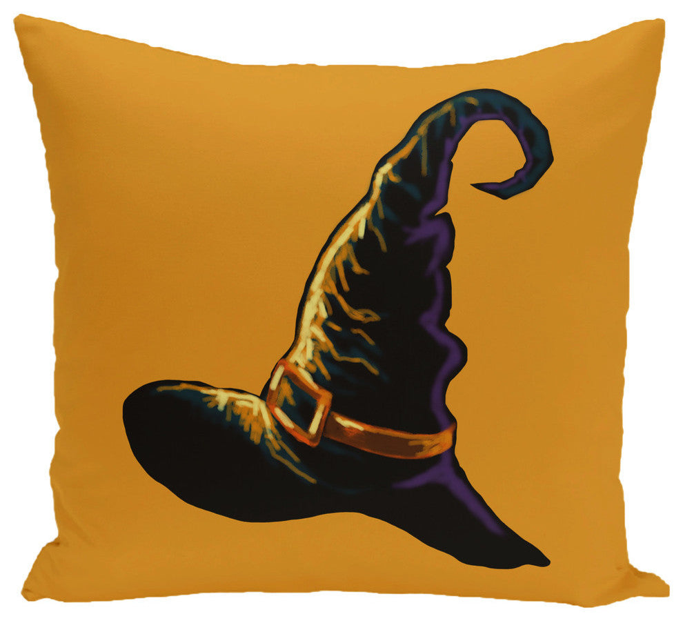 Witchcraft Holiday Print Pillow, Gold, 16"x16"