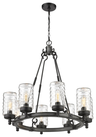 Z-LITE 588-8ABB 8 Light Outdoor Pendant, Ashen Barnboard