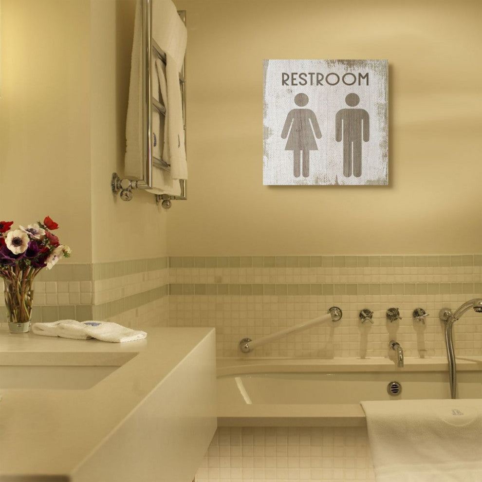 Stupell Industries Vintage Restroom Wood Texture Design, 24 x 24