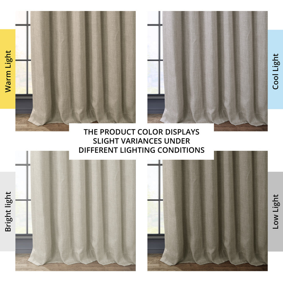 Faux Linen Darkening Curtain Single Panel, Oatmeal, 50"x96"