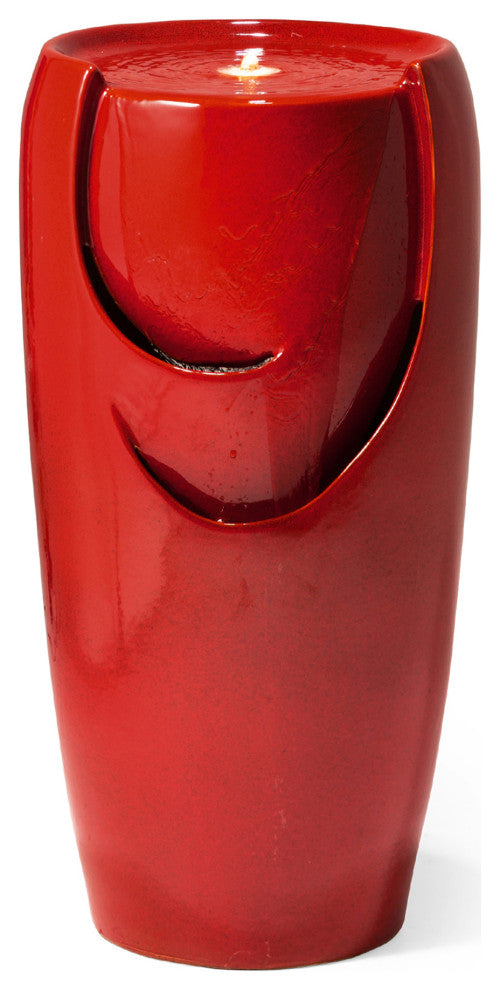 Red Ceramic Pot Fountain with Pump