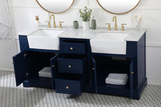 Elegant Decor VF60272DBL 72" Double Bathroom Vanity, Blue