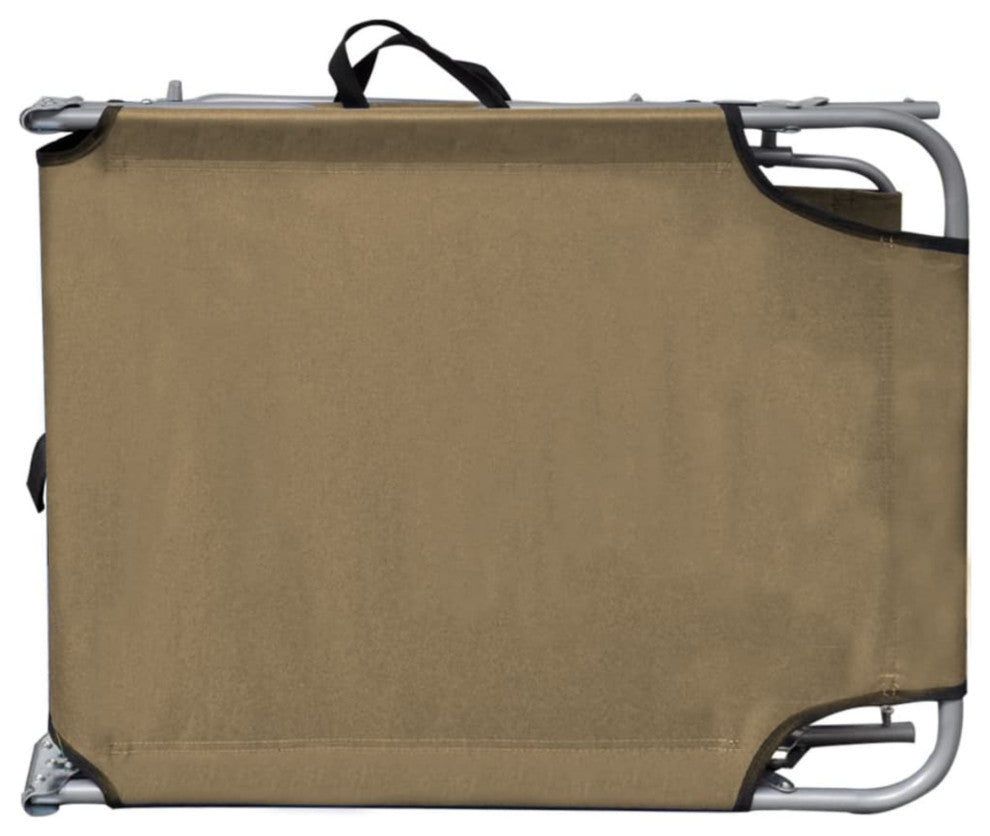 vidaXL Folding Sun Lounger With Canopy Steel Taupe