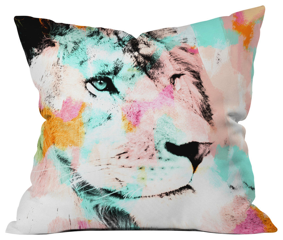 Allyson Johnson Abstract Lion 2 Throw Pillow, 16"x16"