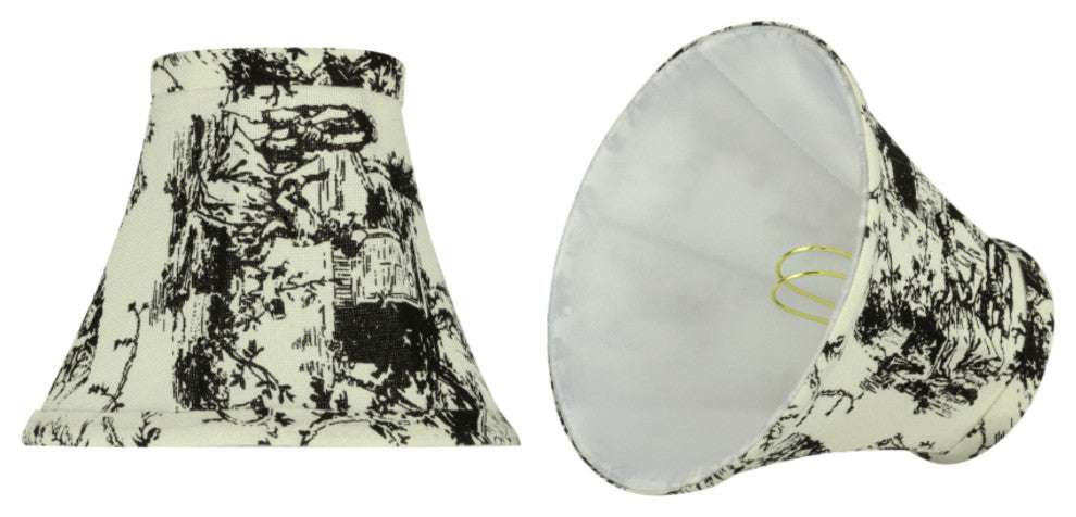 30067-2 Small Bell Chandelier Clip On Lamp Shade White&Printed Pattern 3"x6"x5"