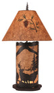 Large Kodiak and Woodchip Elk Scene Table Lamp With Nightlight
