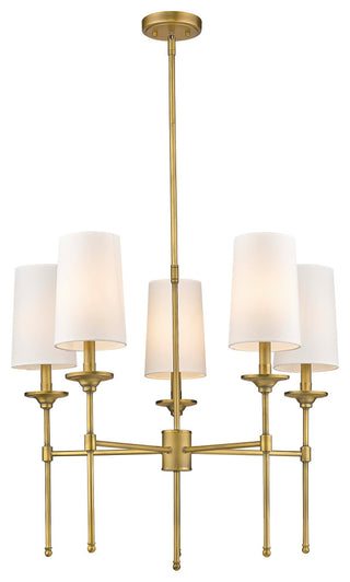 Emily Five Light Chandelier, Rubbed Brass
