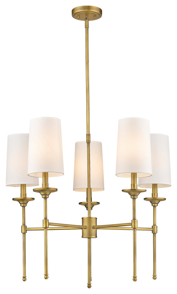 Emily Five Light Chandelier, Rubbed Brass