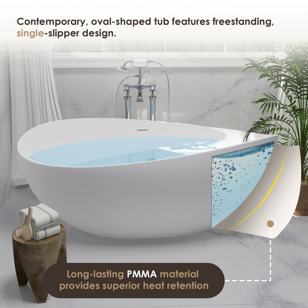 Vespa Flatbottom Freestanding Solid Surface Soaking Bathtub
