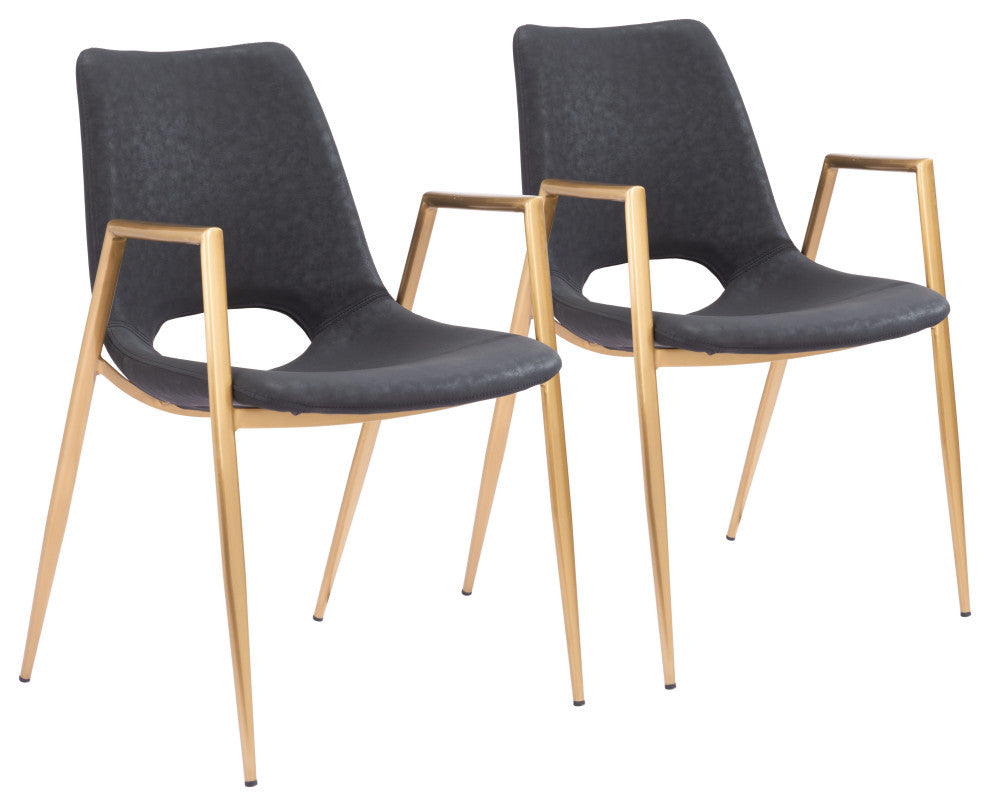 Desi Dining Chair, Set of 2 Black/Gold