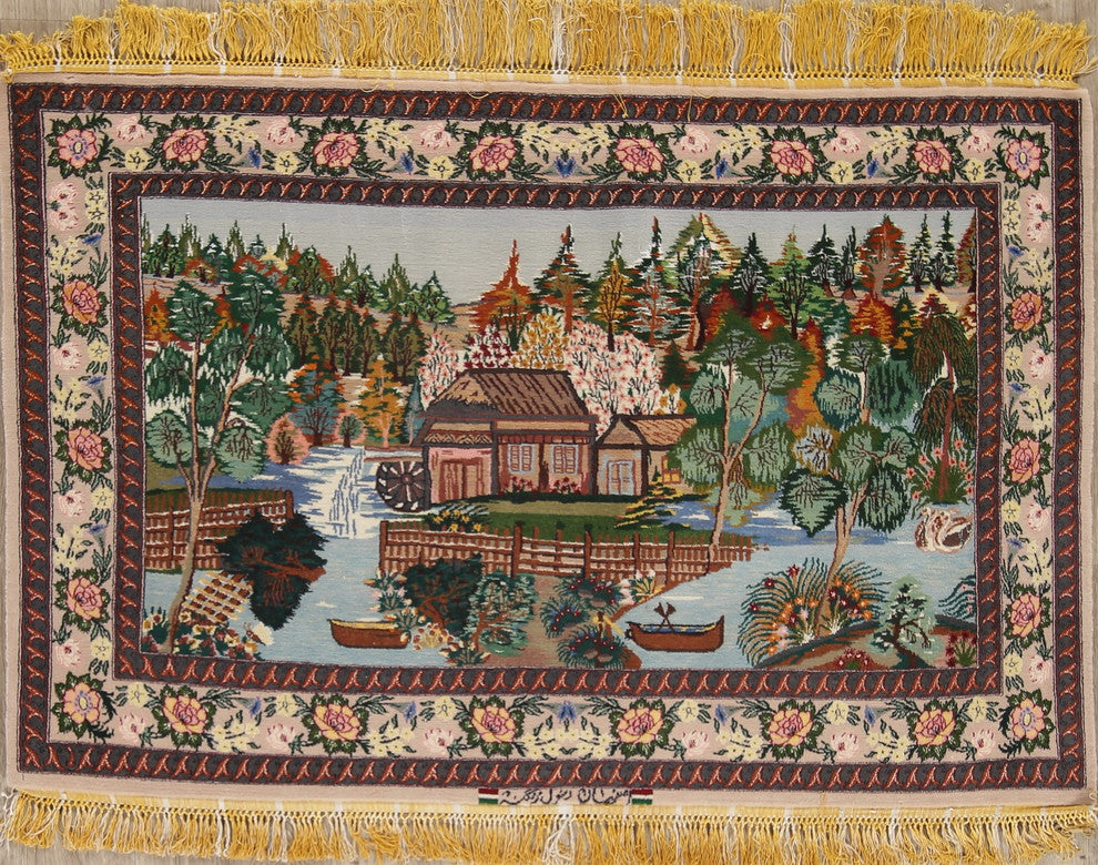 Isfahan Traditional Novelty Wool Handmade Persian Oriental Area Rug, 3'6"X5'3"