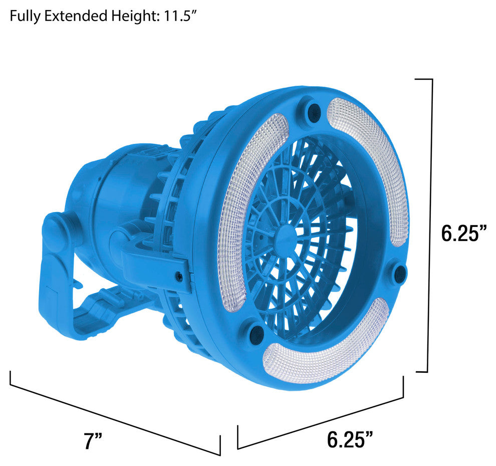 Wakeman 2-in-1 Portable Camping Lantern With Ceiling Fan, 18 LED Light, Blue