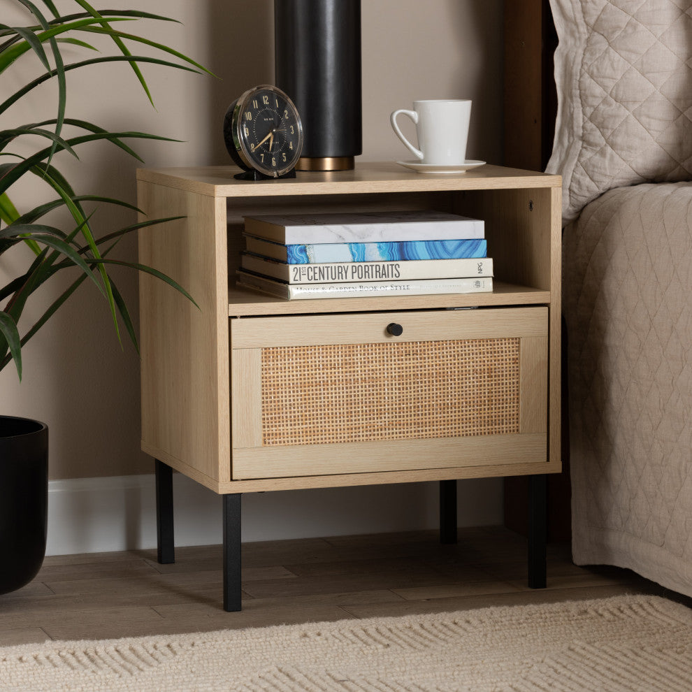 Traci Natural Rattan 1-Door Nightstand