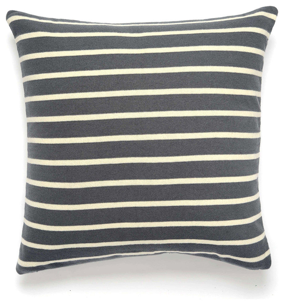 Beach Stripes Pillow Cover, Grey and Natural