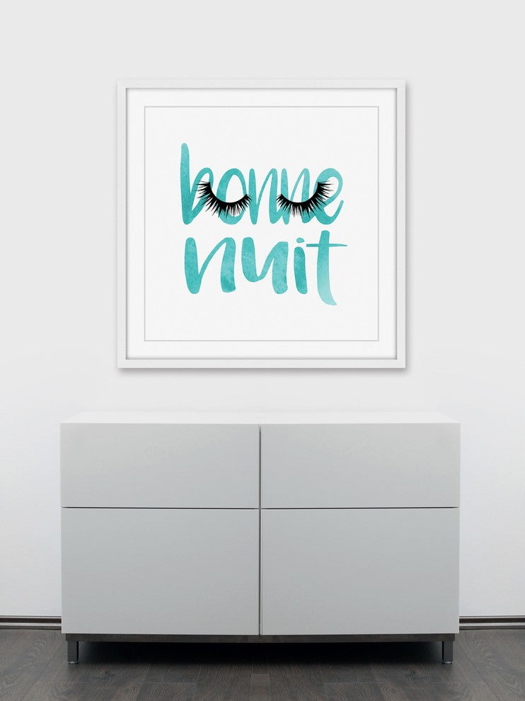 Marmont Hill, "Bonne Nuit Teal" by Amanda Greenwood Framed Painting Print, 32x32