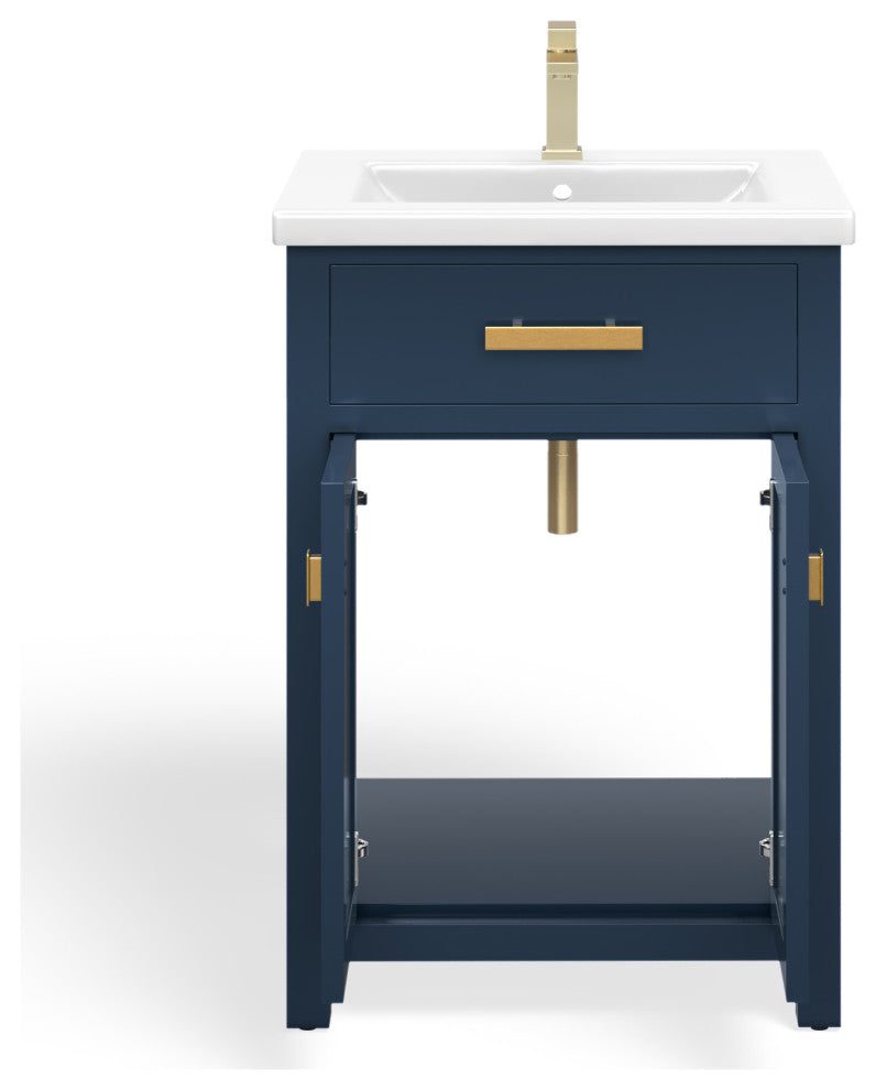 The Savoy Bathroom Vanity, Monarch Blue, 24", Single, Without Mirror, Freestanding
