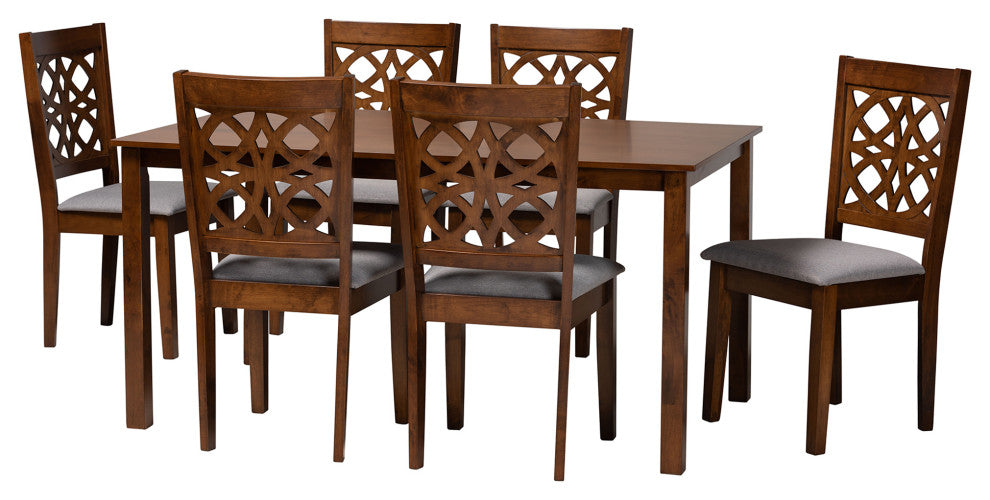 Aletta Modern Collection, Gray/Walnut Brown, 7-Piece Dining Set