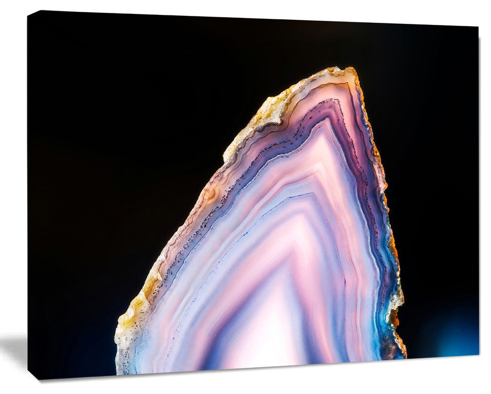 Beautiful Slice of Agate on Black, Large Abstract Canvas Artwork, 40"x30"