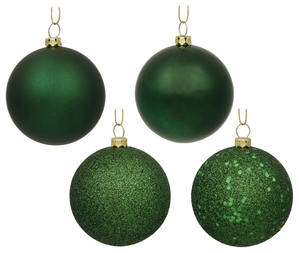 3" Emerald Green 4 Finish Orn Asst 32/