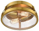Brass Ceiling Light Fixture, Industrial Ceiling Lamp, Seeded Glass Shade