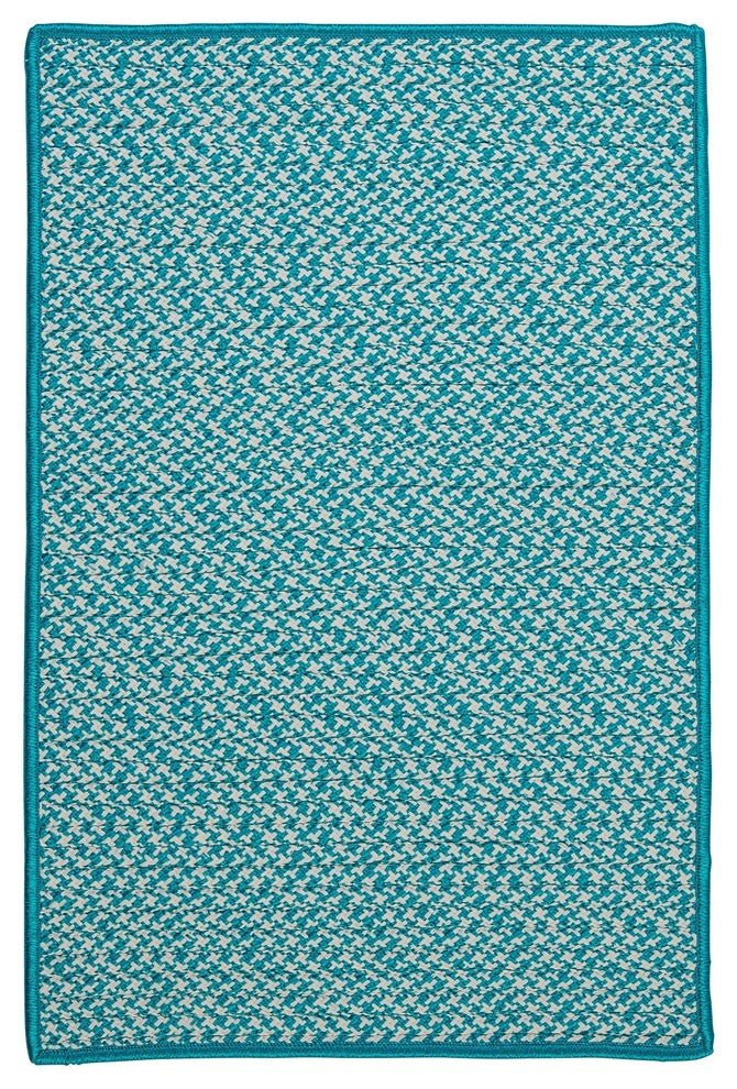 Outdoor Houndstooth Tweed OT57 Turquoise Indoor/Outdoor Area, Rectangular 2'x10'