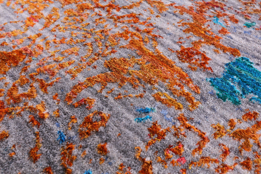 Handmade Abstract Wool and Silk Rug 9' 1" X 12' 0" Q11857