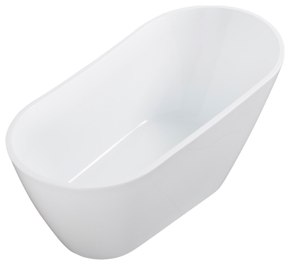 59" x 31" Acrylic Freestanding Soaking Single Slipper Bathtub in White