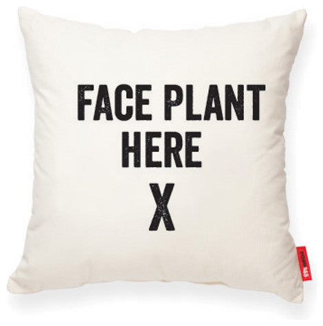 "Face Plant" Decorative Throw Pillow in Cream Muslin